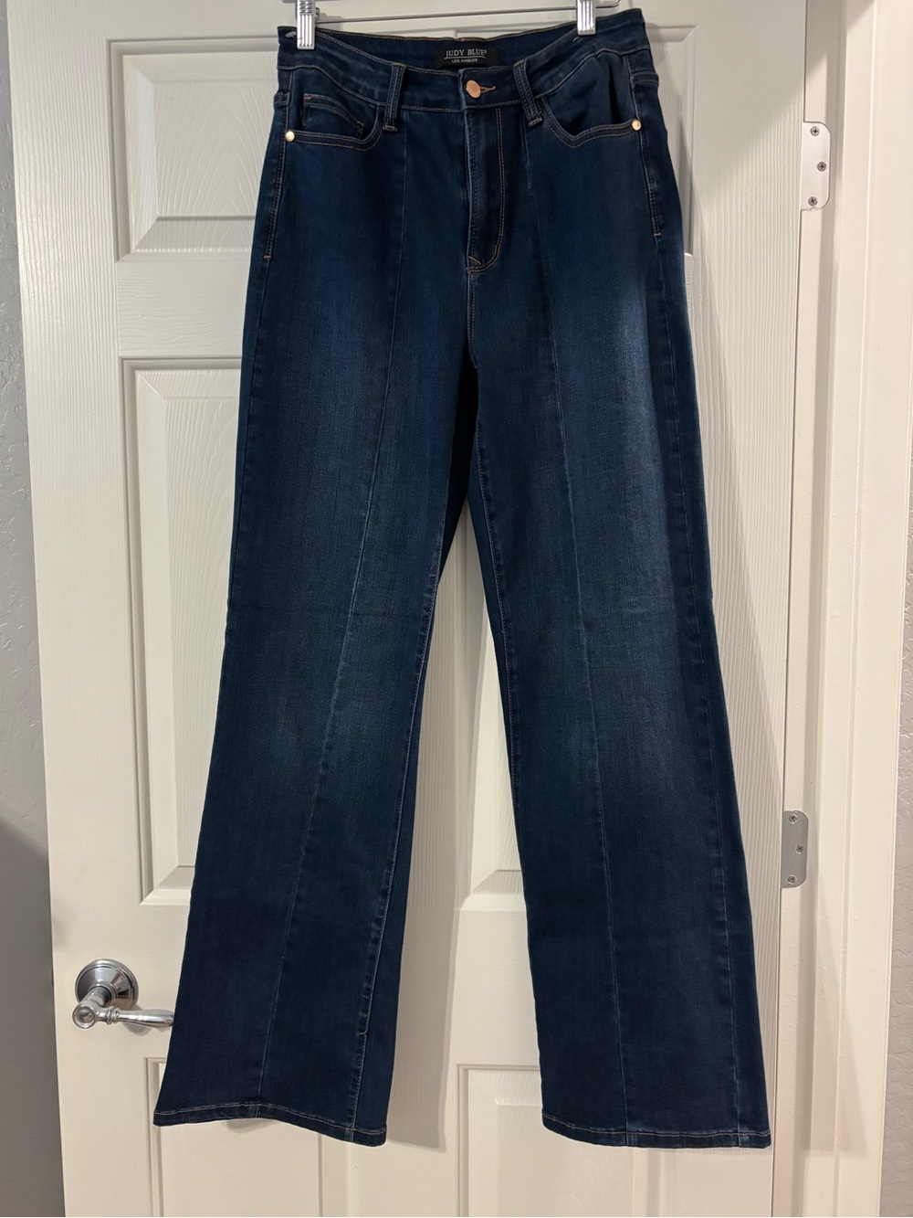 Judy Blue Jeans Wide Leg  Denim High Rise Front Seam Stretch Dark Wash 11/30